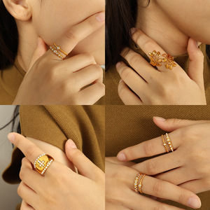 Nouvelle Arrivée - Bague Étanche <span class=keywords><strong>Haut</strong></span> <span class=keywords><strong>de</strong></span> <span class=keywords><strong>Gamme</strong></span> en Faux Strass Incrustés, Style Vintage Croix et Feuille, Conforme aux Normes EU Reach et US CPSIA - Product Image 4
