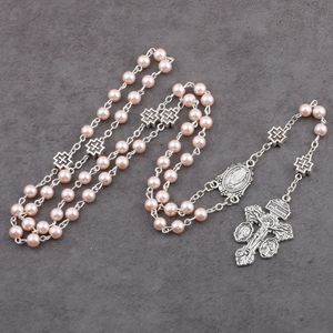 Chapelet Catholique Miraculeux avec Médaille de Jésus-<span class=keywords><strong>Christ</strong></span>, Perles de Verre, <span class=keywords><strong>Croix</strong></span> et Perles de Notre Père - Product Image 4