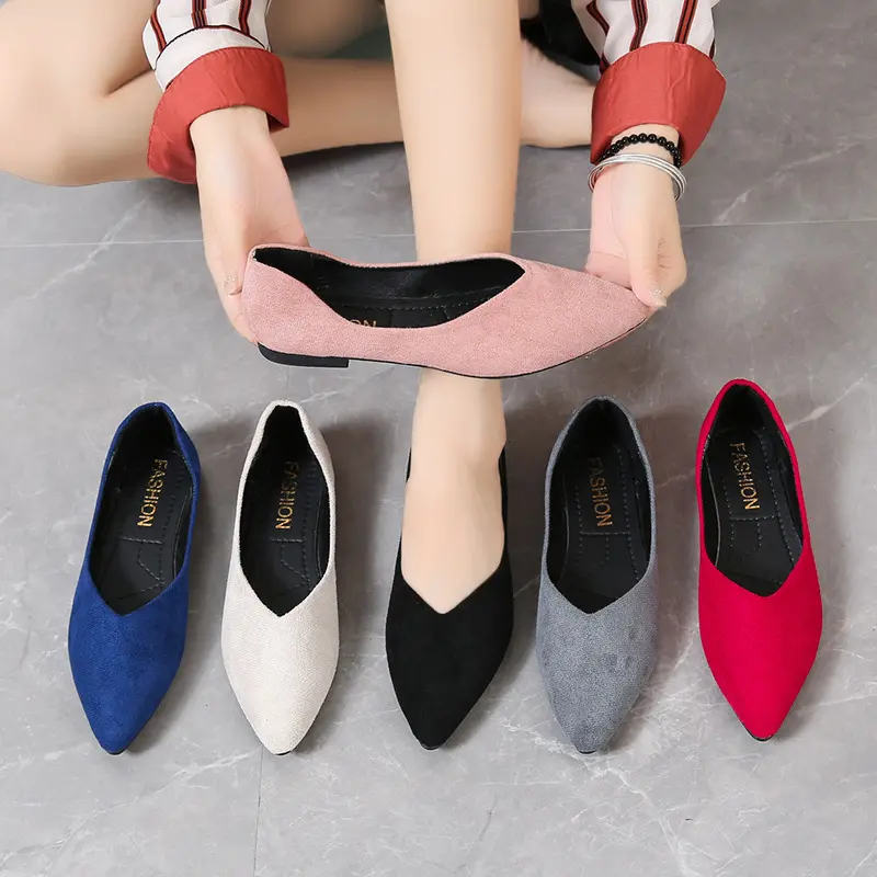 The women fashion causal office patent pointed toe embroidery stitching upper pu soft insole flat shoes