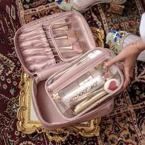 Large Capacity Velvet Makeup Bag With Dry Wet Separation For Travel And Cosmetic Storage Portable Cosmetic <b>Case</b> - Product Image 1