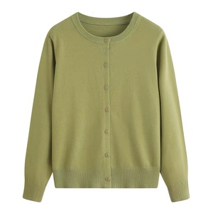 Women's Loose Knitted <b>Cardigan</b> Long Sleeve Crew Neck Single Breasted Anti-Pilling Spring Autumn Wear - Product Image 2