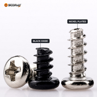 Vis autotaraudeuses à tête cylindrique Phillips en acier au carbone nickelé, oxyde noir, pointe plate, PB M1.4 M1.6 M1.8 M2 M2.5 M3 M4 3-12mm