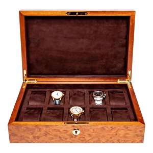 Boîte de rangement et de présentation de luxe DS OEM pour montres, en bois écologique, finition grain de bois, forme rectangulaire, avec fermeture à bouton, personnalisable - Product Image 1