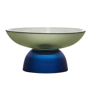 Plateau à fruits en verre ondulé de style médiéval vintage avec design de contraste de couleur bol de rangement de bibelots nervuré décoratif créatif - Product Image 3