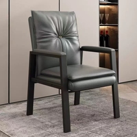 Chaise de bureau moderne multifonctionnelle XY en cuir PU et éponge, imperméable, avec accoudoirs, chaise de conférence, structure en acier carbone, 63x58x107cm