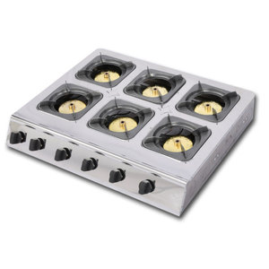 Cuisinière à <span class=keywords><strong>gaz</strong></span> Lyroe en acier inoxydable à 6 brûleurs pour la maison et la cuisine – Offre spéciale - Product Image 1
