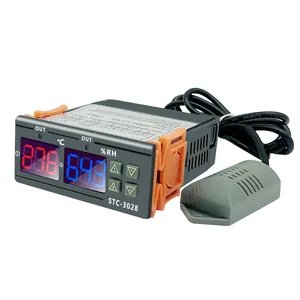 Regulador de temperatura ajustável duplo, STC-3028 AC110-220V display regulador de temperatura interruptor digital controle de temperatura e umidade