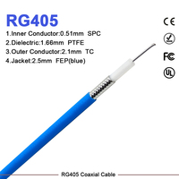 Cable Coaxial Semiflexible RG 405 (.086) con Revestimiento Azul, Cable Coaxial RF de Alta Estabilidad para Transmisión de Señal FPV