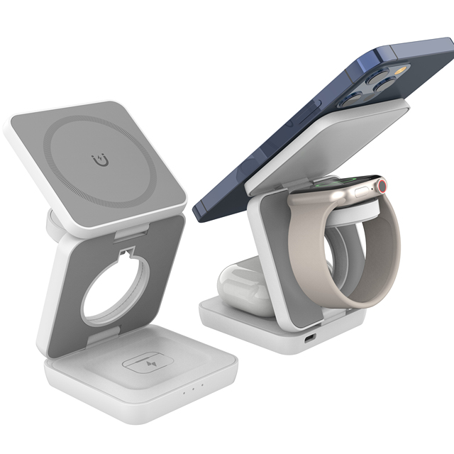 3-in-1 Magnetic Folding Wireless Charging Stand 15W Fast Charging High-end Aluminum Alloy Material for Office Use Compatible