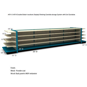 Scaffalatura Gondola Bifacciale <span class=keywords><strong>in</strong></span> <span class=keywords><strong>Legno</strong></span> Nero Resistente per Negozi, Supermercati e Alimentari - Product Image 2