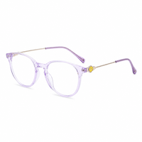Montures de lunettes rondes pour enfants, verres optiques couleur gelée, motif fleur jaune, pour l'école et le quotidien