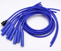 Zündkabel Spiral-Kern 8,5mm Blau Gerade Anschlüsse Universal-Set V8 mit Schutzummantelung VA0361