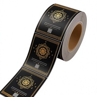 Étiquettes personnalisées en vinyle imperméable en rouleau, logo gaufré, autocollant d'emballage en feuille d'or, pour bouteilles, aliments, animaux, pizzas, impression CMYK