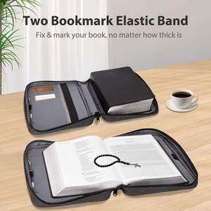 Bible <b>Case</b> <b>Carrying</b> Tote Bag with Book Stand Bible Bag with Handle, Zipper and Multi-Pockets for Scripture Study Bible Protector - Product Image 3