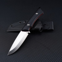 Couteau de survie GT-F0100 à lame fixe, manche G10 noir, pointe tombante, pour la chasse et la randonnée, lame tranchante, logo personnalisable
