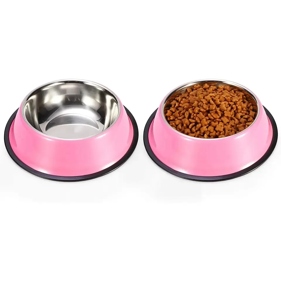 Wholesale pet supplies non-slip and fall-resistant cat and dog feeding basin stainless steel pet bowl dog bowl cat bowl