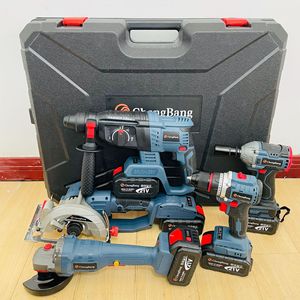 Conjunto de Ferramentas Elétricas Sem Fio 5 em 1: Furadeira, Martelo de Impacto, Esmerilhadeira, Chave de Impacto e Serra Circular Multifuncional em Alumínio OEM - Product Image 6