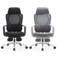 Chaise de bureau pivotante moderne pour gaming, chaise de direction ergonomique en maille grise avec appui-tête 2D réglable en hauteur et soutien lombaire rembourré, idéale pour les hôpitaux