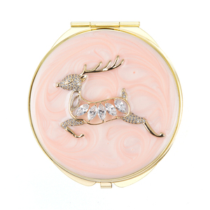 Giáng Sinh Deer Thiết Kế Xách Tay Du Lịch Bán Buôn <span class=keywords><strong>Retro</strong></span> Kim Loại Bỏ Túi Phong Cách Trang Điểm Với Đồ Trang Sức Nhỏ Gọn Gương - Product Image 1