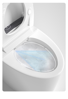 WC intelligent économique monobloc avec chasse automatique, siège allongé chauffant, capteur de pied, compatible S-Trap/P-Trap