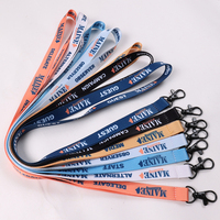 Lanière personnalisée en polyester couleur unie avec logo imprimé par transfert thermique, sangle de cou avec crochet métallique pour badge d'identification, promotion d'événements, vente en gros