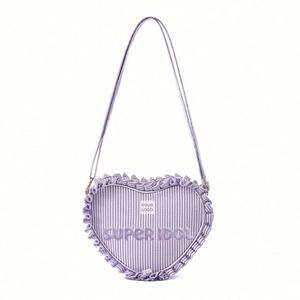 Sac à bandoulière personnalisé en dentelle plissée pour femme, motif cœur, couleurs bonbon, idéal pour les cadeaux d'anniversaire scolaires, vente en gros - Product Image 1