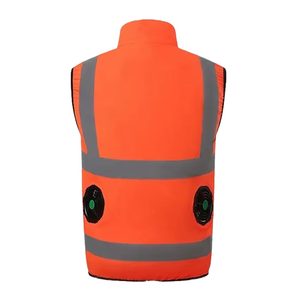 Gilets de sécurité réfléchissants WX Hi Viz <span class=keywords><strong>sans</strong></span> manches, multipoches, pour travaux de construction, vêtements de travail respirants, <span class=keywords><strong>gilet</strong></span> de sécurité rafraîchissant pour l'été avec 2 ventilateurs - Product Image 4