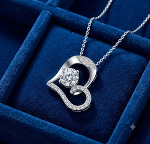 Adornos Románticos para el Cuello con Forma de Corazón en Dos Tonos, Collares de Clavícula de Plata de Ley con Acabado en Oro Rosa Incrustados con Brillantes - Product Image 1