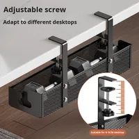 Support de rangement de bureau à domicile sans perçage organisateur de câbles sous le bureau avec support suspendu en maille métallique pour faisceau de fils de prise de salon