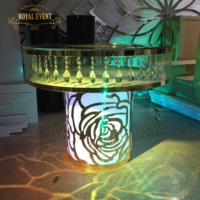 Support à gâteau de mariage rond en acrylique de style italien, luxe doré, pour événements et fêtes