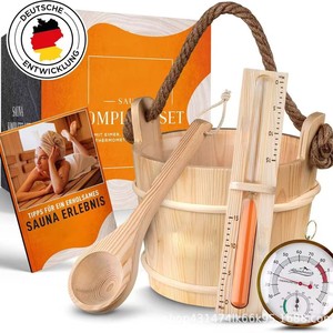 Barril de madera transfronterizo de cuatro litros con cuchara de madera, barril de sauna con base, baño de vapor, barril de madera multifuncional - Product Image 1