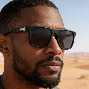Nouvelles lunettes de soleil polarisées à monture carrée pour hommes, protection UV400, classe 2, lentilles TAC, monture en plastique et métal, couleur noire - Product Image 4