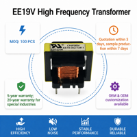 Transformateur de charge sans fil à haute fréquence EE19V, transformateur compact à LED, transformateur variable, transformateur EE