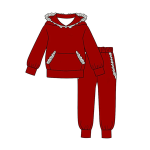 Conjunto de Ropa Infantil al por Mayor para Otoño, Colores Sólidos, con Volantes, Manga Larga y Pantalones Largos para Niñas - Product Image 5