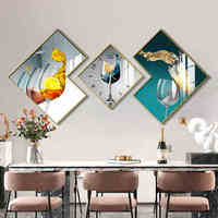 Pintura Decorativa Moderna para Restaurante, Reloj Creativo, Mural de Copa de Vino, Reloj de Pared para Sala de Estar, Pintura Colgante