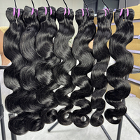 Extensions de cheveux humains Remy 15A, lisses, vierges vietnamiens, tissage rapide, double trame, pleine épaisseur, noir naturel