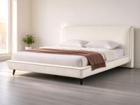Cadre de lit rembourré italien confortable avec sommier à lattes, tête de lit et pied de lit doux, 180 x 200 cm, mobilier de chambre moderne