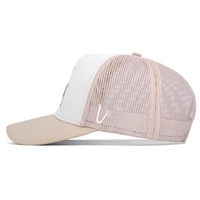 Gorra Trucker de Malla de Espuma Bicolor Común para Mujer, Rosa Claro y Blanco, Transpirable, para Exteriores, Playa, Golf, Béisbol