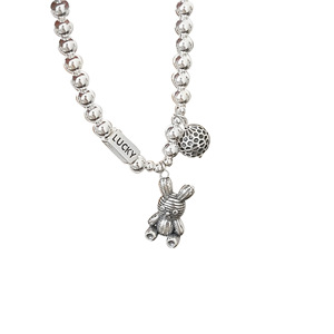 S925 Sterling <b>Silver</b> Cartoon Rabbit <b>Bead</b> Bracelet Women's Jewelry Everyday Wear 925 <b>Silver</b> Fine Beaded Bracelets - Product Image 5