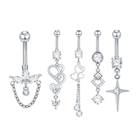 Lingchee acier inoxydable pendentif incrustation Zircon ventre anneaux corps Piercing bijoux Ombligo nombril anneau nombril anneau