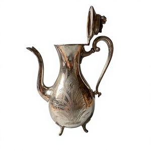 Vintage <b>Silver</b> Coffee Pot Floral Engraved <b>Teapot</b> Decorative Serveware Antique Style Tea Coffee Jug Home Decor - Product Image 1