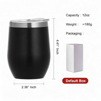 Tasse à café isotherme double paroi 12 oz en acier inoxydable, gobelet à vin anti-fuite pour la maison, le bureau, les voyages et le camping