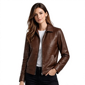 Blouson moto en cuir PU pour femme avec col montant, fermeture éclair, coupe ajustée, style motard et poches fonctionnelles pour l'automne - Product Image 3