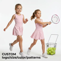 Robe d'été pour filles en tissu yoga, sans manches, avec short intégré, ourlet en dentelle ondulée, tenue de jeu quotidienne, taille personnalisée