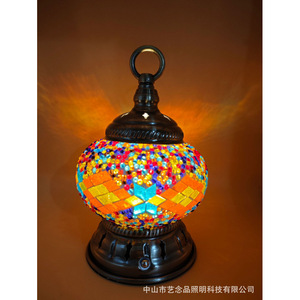 Handheld Rechargeable Ambient <b>Light</b> Turkish Retro Exotic Mosaic Table Lamp Outdoor Portable Mini Desk Lamp - Product Image 5
