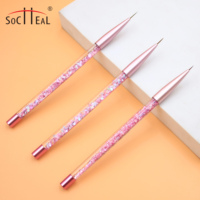 Fournisseur professionnel d'ongles acrylique rose paillettes huile poignée Gel peinture dessin Liner brosse importé Nylon UV Gel Nail Art brosse