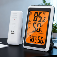 Termómetro Higrómetro Digital LCD Grande con Retroiluminación para Interiores/Exteriores, Sensor de Temperatura y Humedad, Registro de Máxima y Mínima