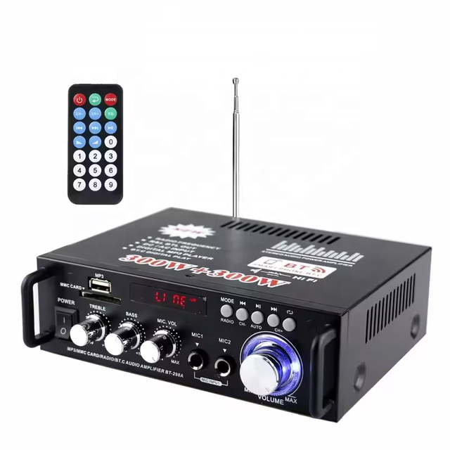 BT-298A Home Amplifiers Audio Display 300Wx2 Wireless Blue Tooth 5.0 Amplifier Home Audio for Brazilian Amplifier Car Audio