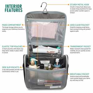 Custom Fashion Travel Cosmetic <b>Case</b> Waterproof Bathroom Storage Hook OEM for Bag Polyester Durable Zipper Closure - Product Image 6