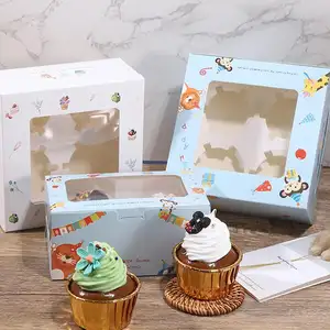 Gıda sınıfı özel baskılı kek kutusu 6 boşluklu, kekler, çerez, bisküvi kutuları özel şeffaf Mini Cupcake kutusu